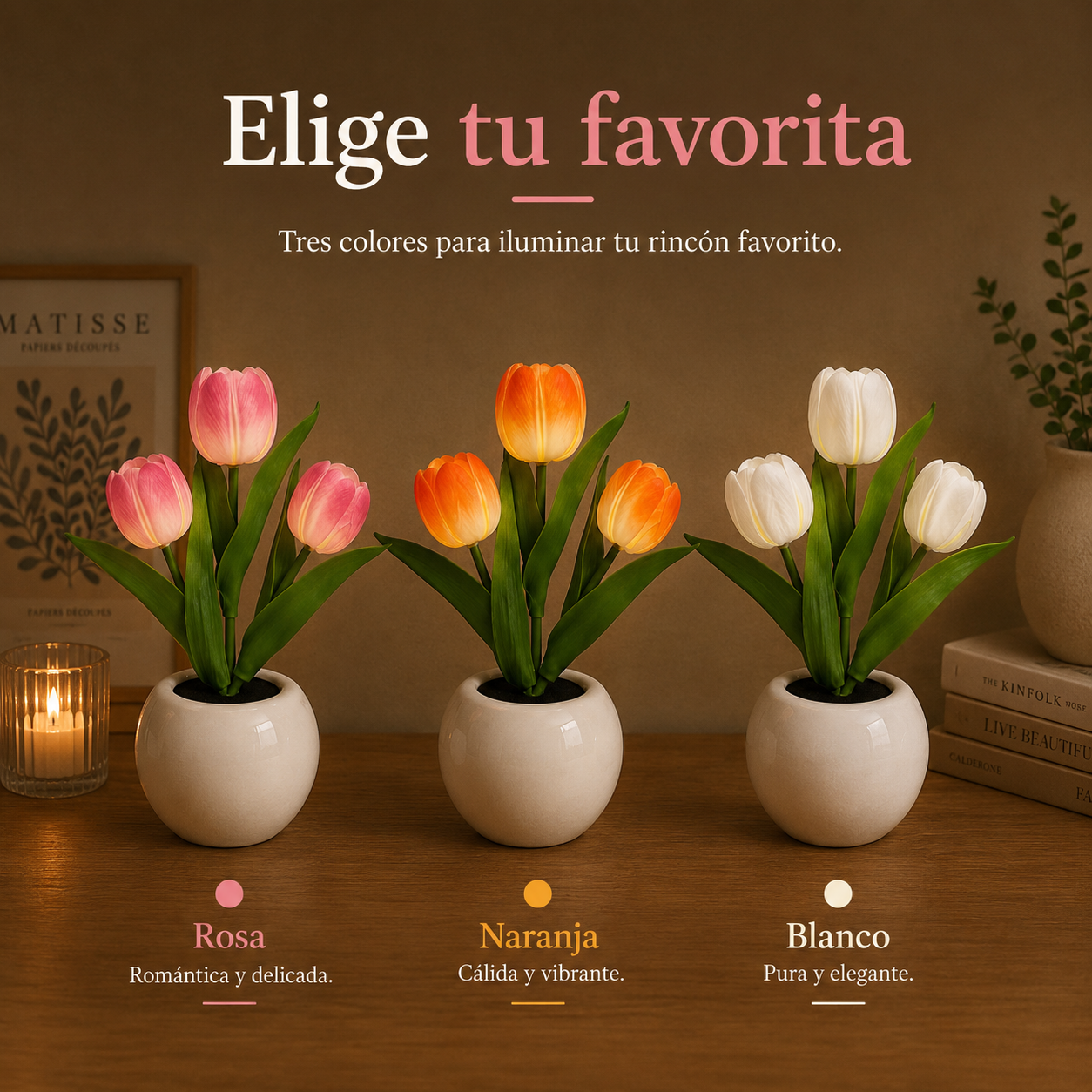 Lámpara LED de Tulipanes Recargable