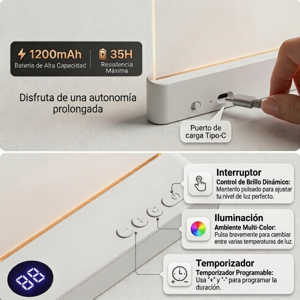 Luz LED de Lectura Recargable para Libros
